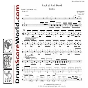 Boston - Rock & Roll Band | Drum Sheet + Play-Along Track